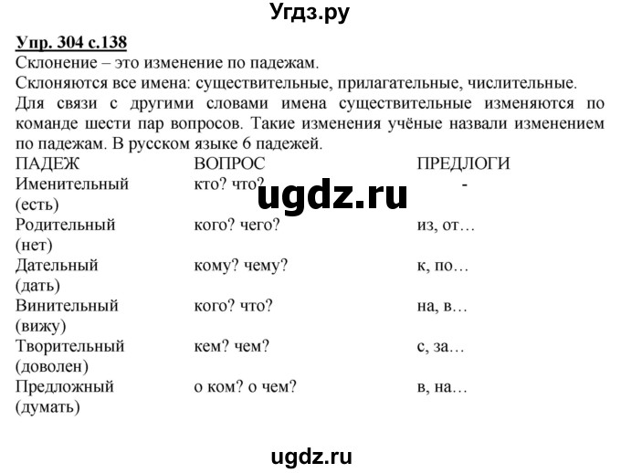 ГДЗ (Решебник №1) по русскому языку 4 класс В.П. Канакина / часть 2 / упражнение / 304