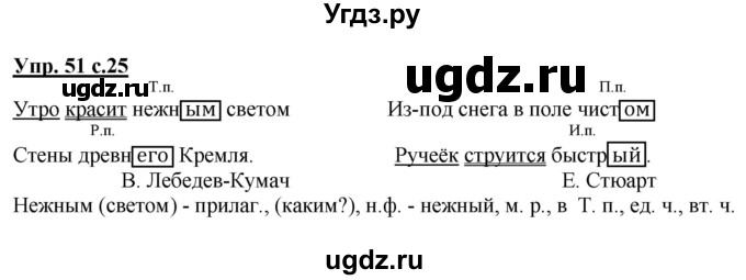 ГДЗ (Решебник №1) по русскому языку 4 класс В.П. Канакина / часть 2 / упражнение / 51
