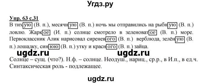 ГДЗ (Решебник №1) по русскому языку 4 класс В.П. Канакина / часть 2 / упражнение / 63