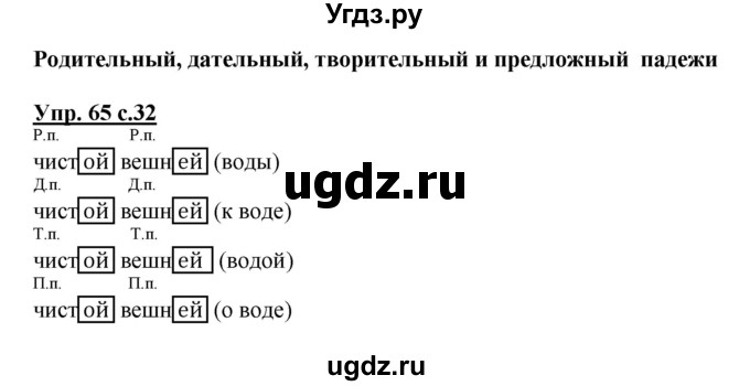 ГДЗ (Решебник №1) по русскому языку 4 класс В.П. Канакина / часть 2 / упражнение / 65