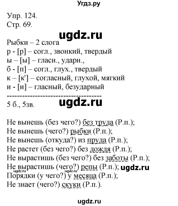 ГДЗ (Решебник) по русскому языку 4 класс Т.Г. Рамзаева / упражнение / 124