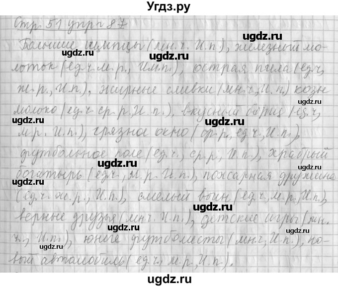 ГДЗ (Решебник №1) по русскому языку 4 класс Л.Ф. Климанова / часть 2 / упражнение / 87