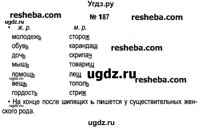 ГДЗ (решебник №1) по русскому языку 4 класс Е.С. Грабчикова / часть 1 / 187