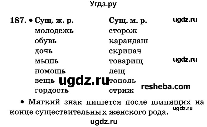 ГДЗ (решебник №2) по русскому языку 4 класс Е.С. Грабчикова / часть 1 / 187