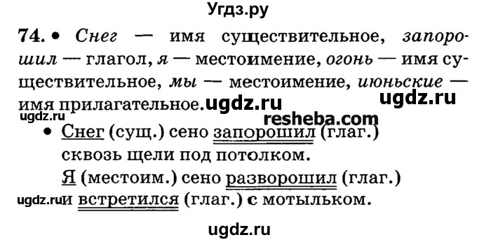 ГДЗ (решебник №2) по русскому языку 4 класс Е.С. Грабчикова / часть 1 / 74