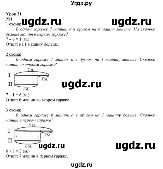 ГДЗ (Решебник к учебнику 2022 6-е изд.) по математике 1 класс Л.Г. Петерсон / часть 2 / урок 31 / 1