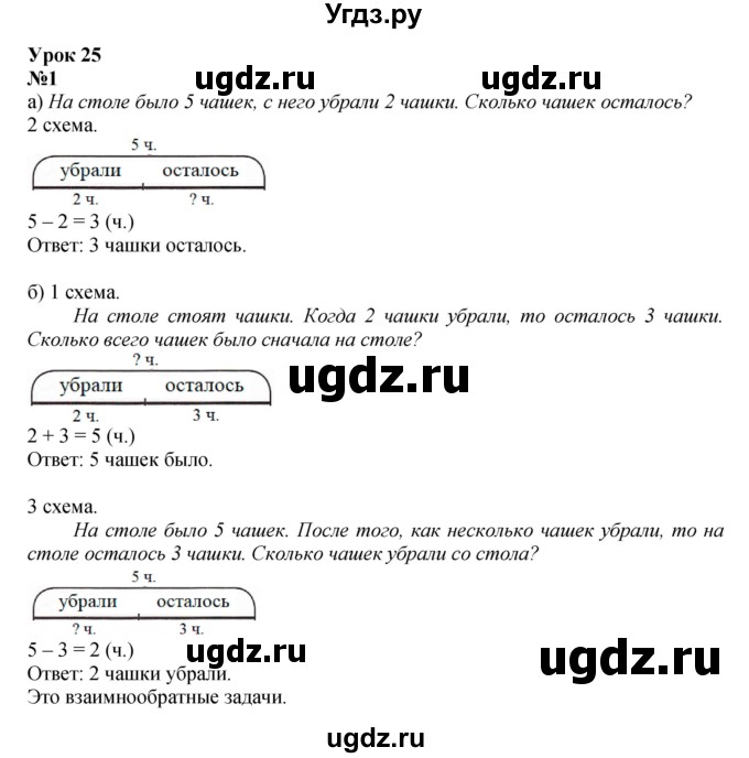 ГДЗ (Решебник к учебнику 2022 4-е изд.) по математике 1 класс Л.Г. Петерсон / часть 2 / урок 25 / 1