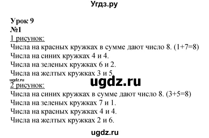 ГДЗ (Решебник к учебнику 2022 4-е изд.) по математике 1 класс Л.Г. Петерсон / часть 2 / урок 9 / 1