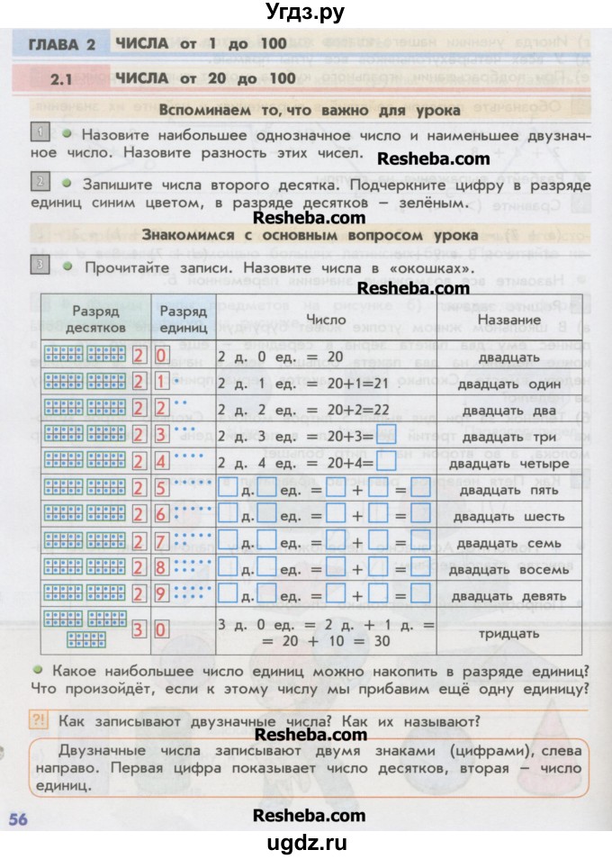 ГДЗ (Учебник) по математике 2 класс Т.Е. Демидова / часть 1, страница учебника / 56