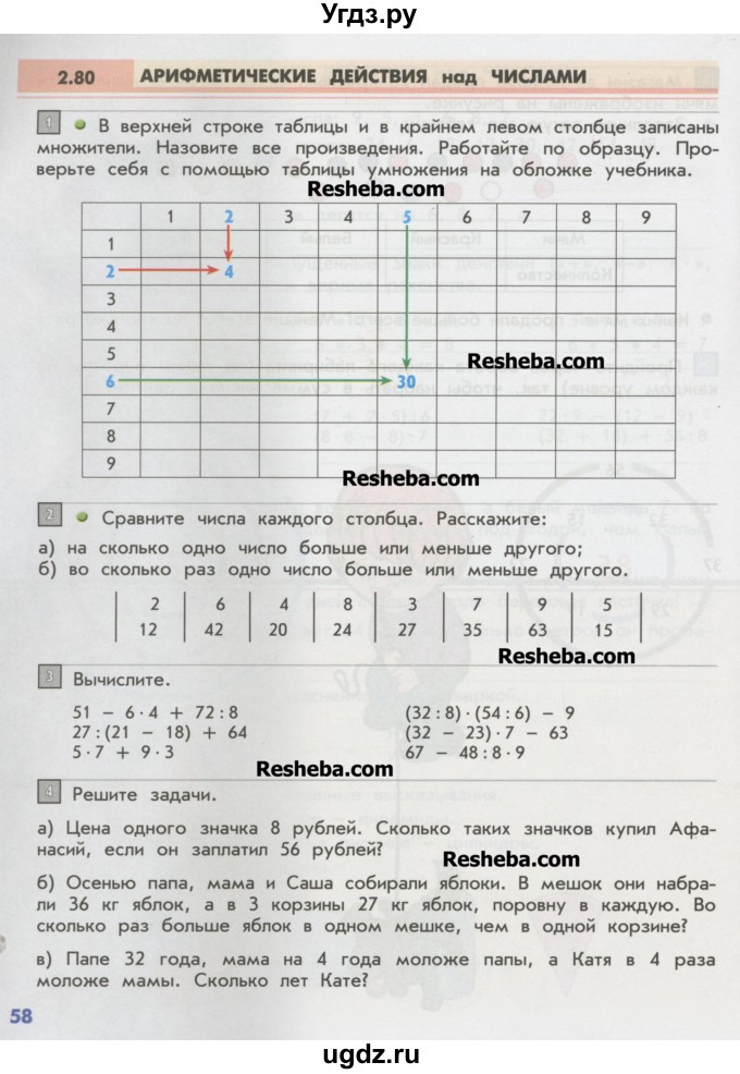 ГДЗ (Учебник) по математике 2 класс Т.Е. Демидова / часть 3, страница учебника / 58