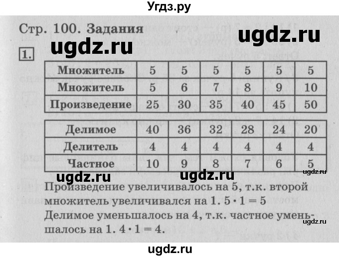 ГДЗ (Решебник №3 к старому учебнику) по математике 3 класс Г.В. Дорофеев / часть 1. страница / 100(продолжение 2)