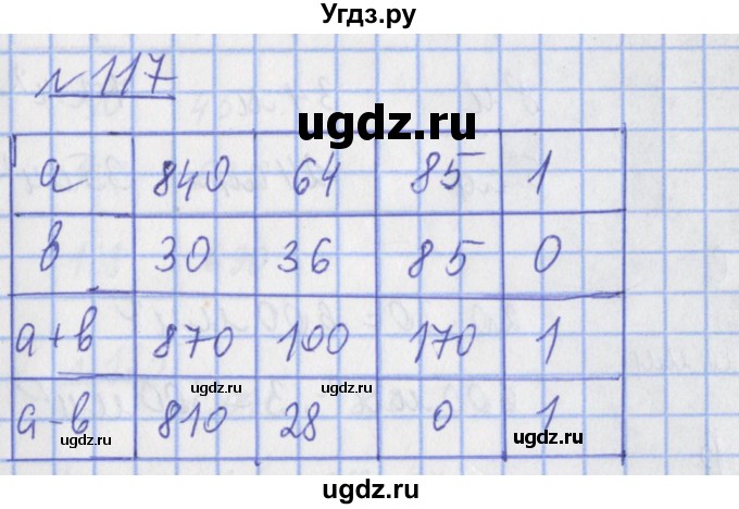 ГДЗ (Решебник №1) по математике 4 класс (рабочая тетрадь) Рудницкая В.Н. / часть 1. упражнение / 117