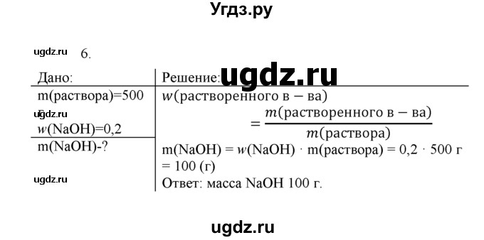 ГДЗ (Решебник) по химии 8 класс Г.Е. Рудзитис / §34. Массовая доля растворенного вещества / 6