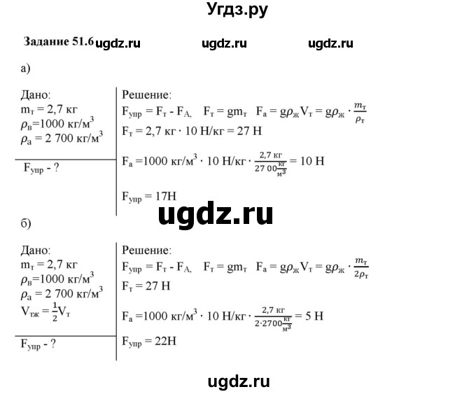 ГДЗ (Решебник к тетради 2016) по физике 7 класс (рабочая тетрадь) Ханнанова Т.А. / §51 / 51.6