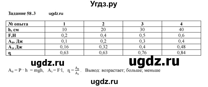 ГДЗ (Решебник к тетради 2023) по физике 7 класс (рабочая тетрадь) Ханнанова Т.А. / §58 / 58.3