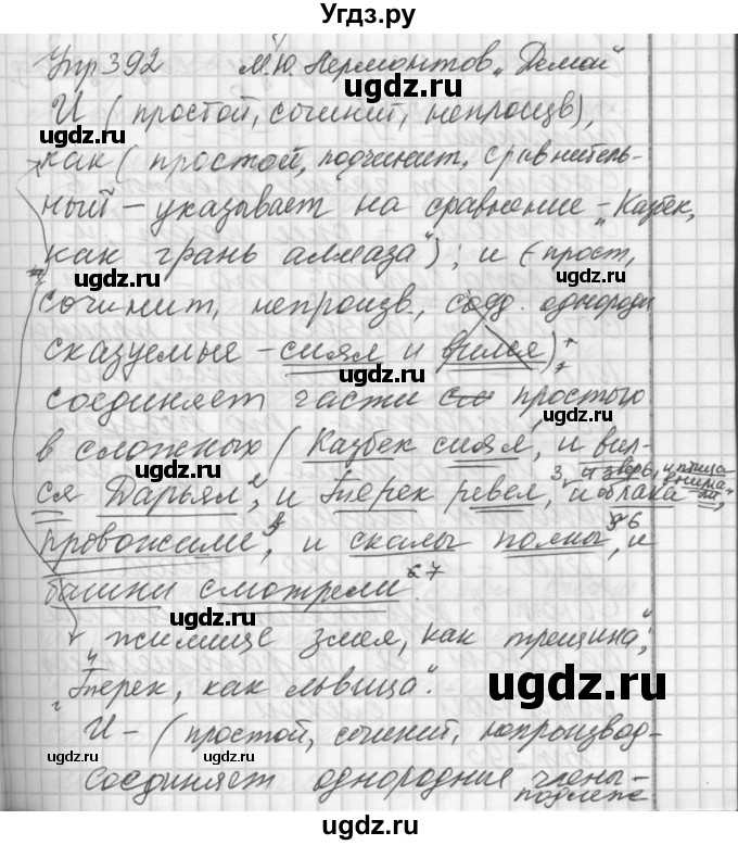 ГДЗ (Решебник) по русскому языку 7 класс Бунеев Р.Н. / упражнение / 392