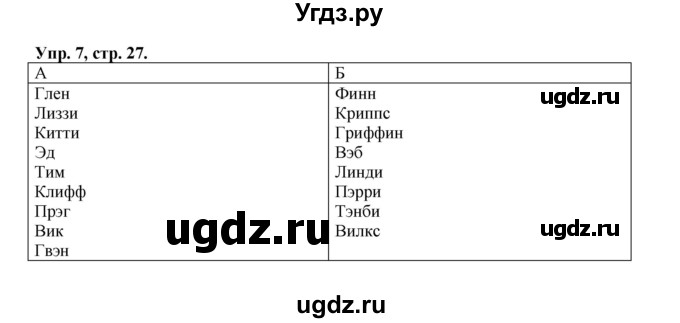 ГДЗ (Решебник №1) по английскому языку 2 класс (rainbow) Афанасьева О.В. / часть 1. страница-№ / 27