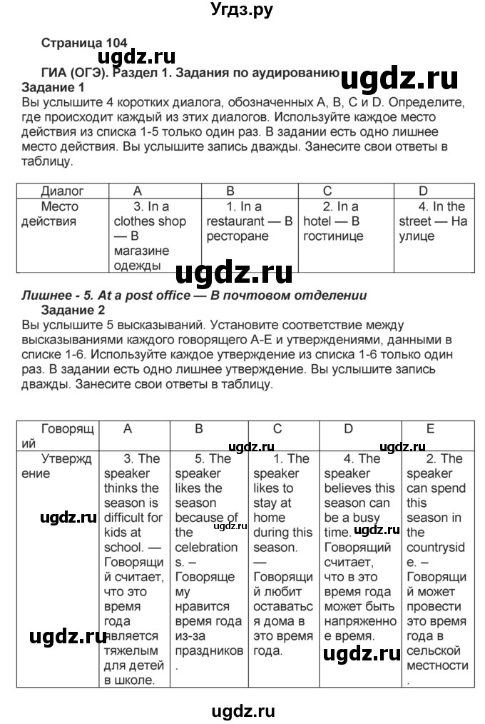 ГДЗ (Решебник) по английскому языку 8 класс (forward) Вербицкая М.В. / страница номер / 104-105