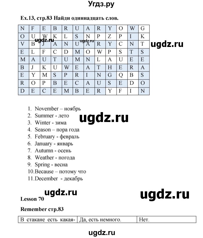 ГДЗ (Решебник №1) по английскому языку 3 класс И.Н. Верещагина / часть 2.  страница.№ / 83