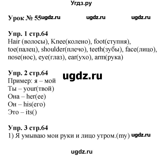 ГДЗ (Решебник) по английскому языку 3 класс (рабочая тетрадь с контрольными работами Enjoy English) Биболетова М.З. / страница номер / 64