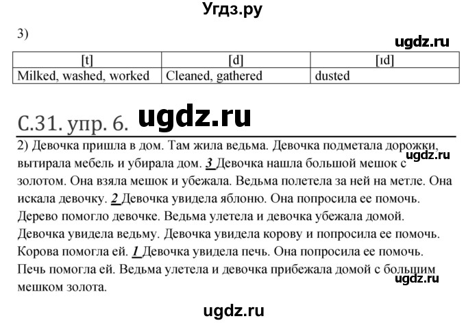 ГДЗ (Решебник) по английскому языку 3 класс (книга для чтения) Кузовлев В.П. / страница номер / 31(продолжение 2)