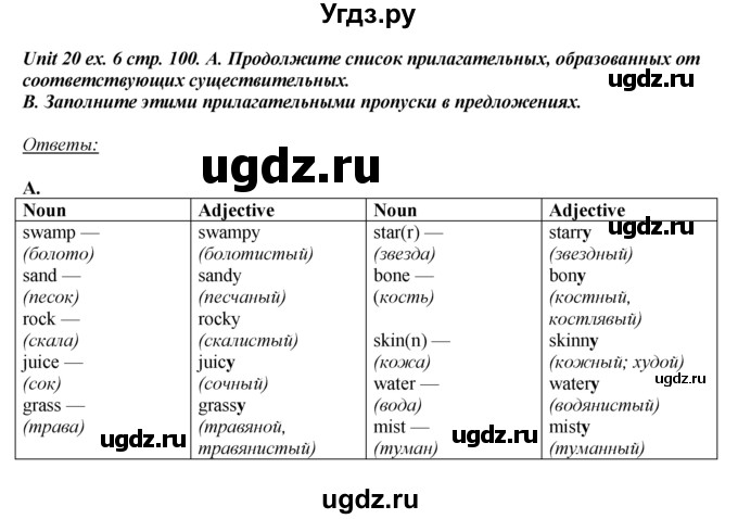 ГДЗ (Решебник) по английскому языку 6 класс (рабочая тетрадь aktivity book) Афанасьева О.В. / страница-№ / 100