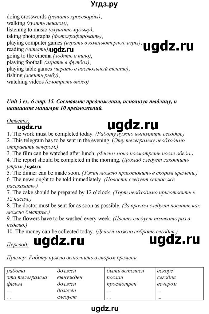 ГДЗ (Решебник) по английскому языку 6 класс (рабочая тетрадь aktivity book) Афанасьева О.В. / страница-№ / 15(продолжение 2)