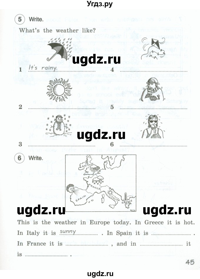 ГДЗ (Тетрадь 2022) по английскому языку 4 класс (рабочая тетрадь Brilliant) Комарова Ю.А. / страница / 45