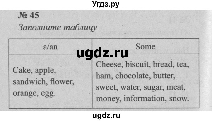 ГДЗ (Решебник №2 к тетради 2016) по английскому языку 5 класс (рабочая тетрадь) М.З. Биболетова / unit 3 / section 1-7 / 45