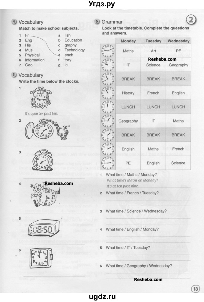 ГДЗ (Учебник) по английскому языку 5 класс (рабочая тетрадь) Ю.А. Комарова / страница номер / 13