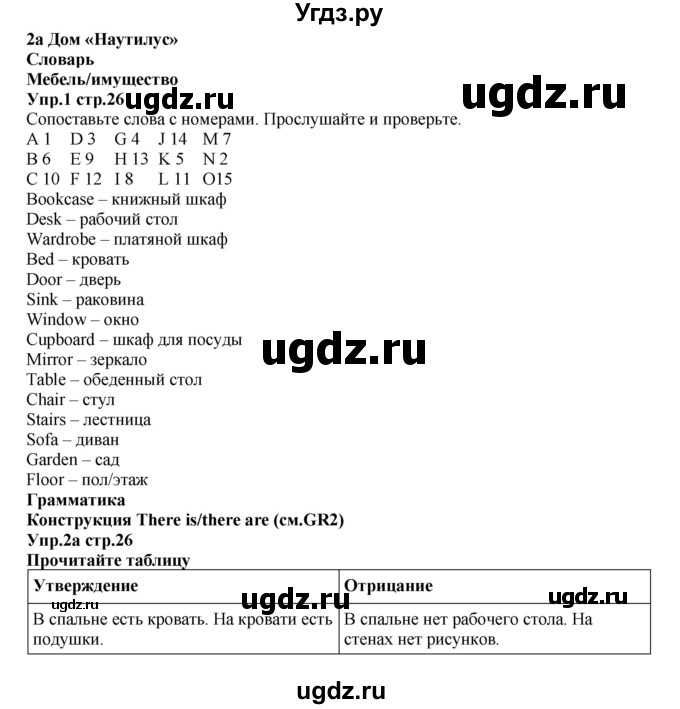ГДЗ (Решебник к учебнику 2015) по английскому языку 5 класс Баранова К.М. / страница / 26