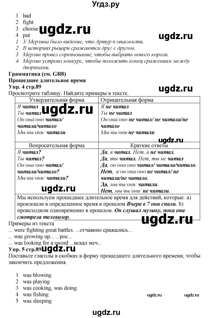 ГДЗ (Решебник к учебнику 2015) по английскому языку 5 класс Баранова К.М. / страница / 89(продолжение 2)