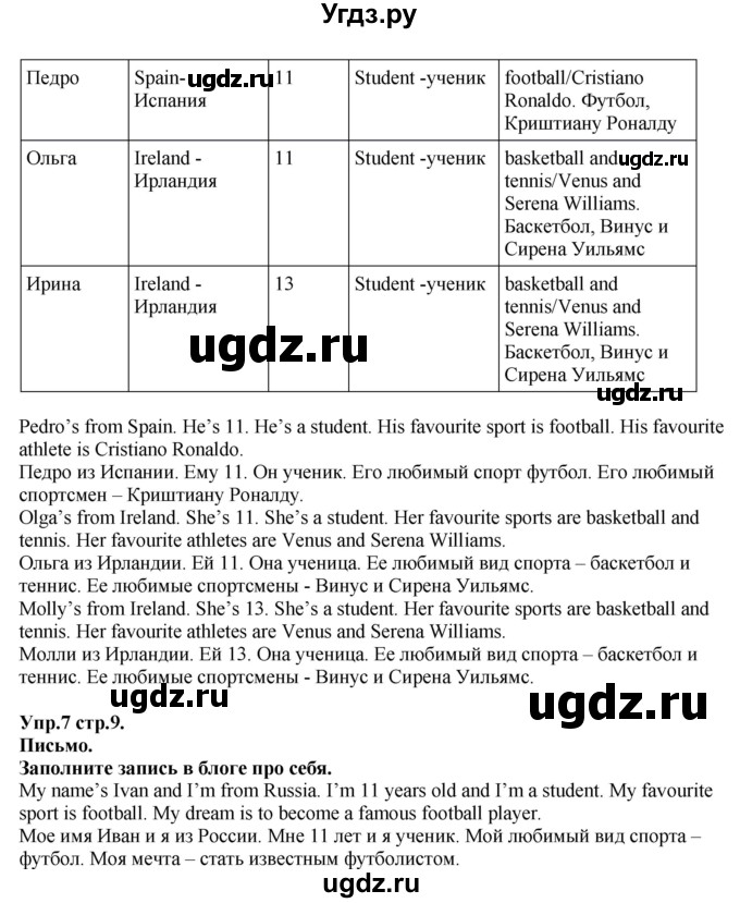 ГДЗ (Решебник к учебнику 2015) по английскому языку 5 класс Баранова К.М. / страница / 9(продолжение 2)