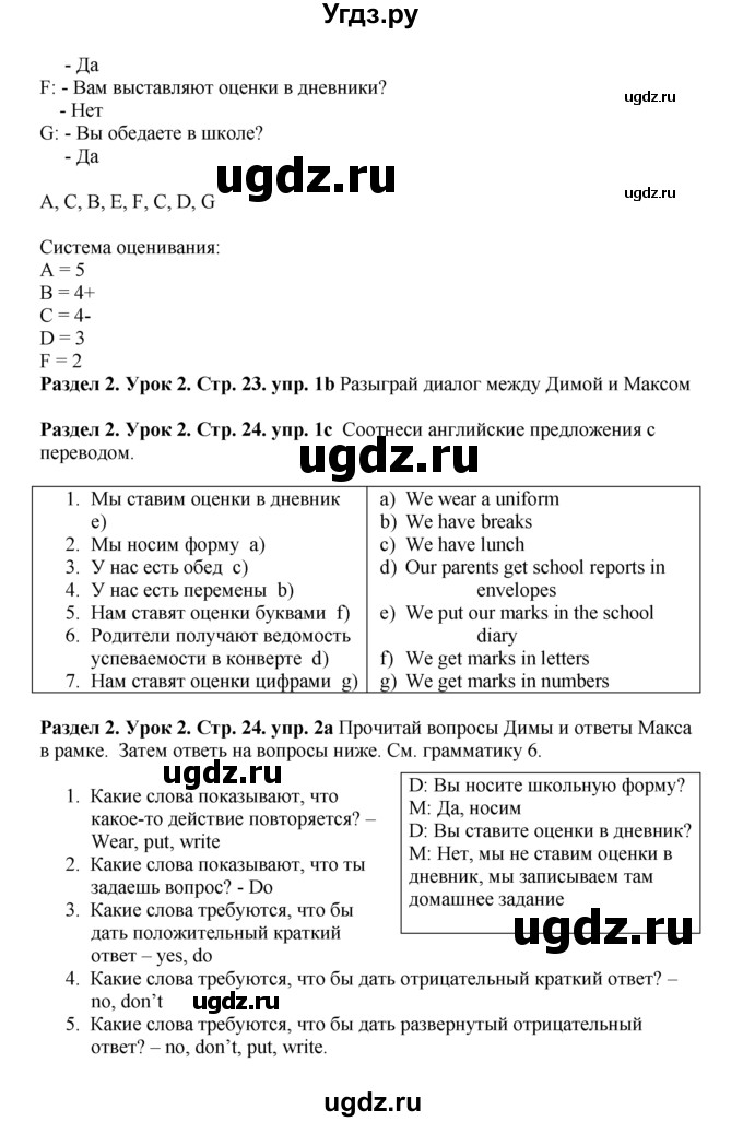 ГДЗ (Решебник №1) по английскому языку 5 класс (New Millennium, student's book) Н. Н. Деревянко / unit 2 / Lesson 2(продолжение 2)