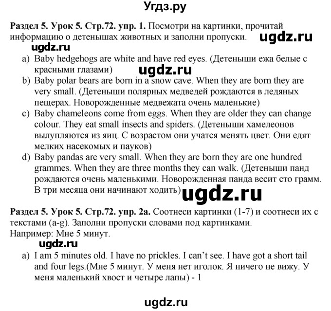 ГДЗ (Решебник №1) по английскому языку 5 класс (New Millennium, student's book) Н. Н. Деревянко / unit 5 / Lesson 5