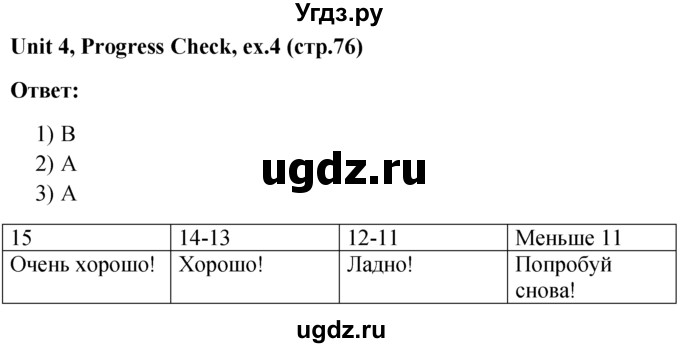 ГДЗ (решебник) по английскому языку 5 класс М.З. Биболетова / unit 4 / progress check / 4