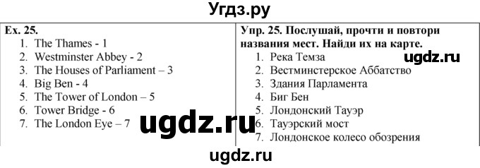 ГДЗ (Решебник №1) по английскому языку 5 класс (enjoy english) М.З. Биболетова / Unit 3 / section 1-7 / 25