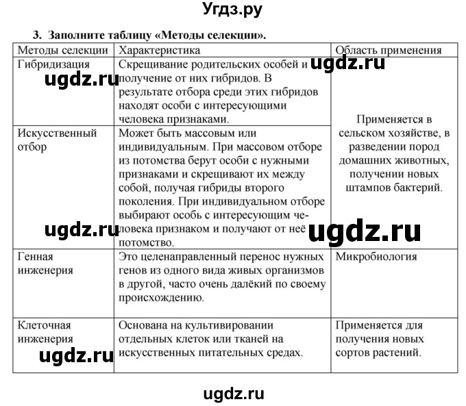 ГДЗ (Решебник) по биологии 9 класс (рабочая тетрадь) В.В. Пасечник / § 25 номер / 3