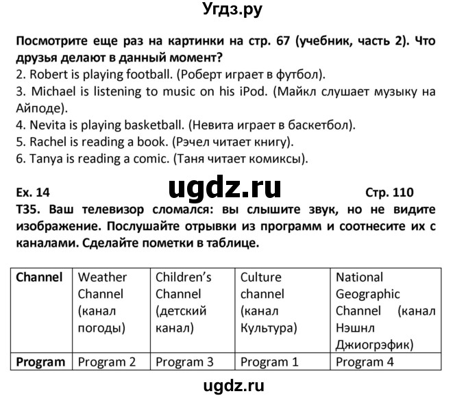 ГДЗ (Решебник) по английскому языку 6 класс (рабочая тетрадь Forward) Вербицкая М.В. / страница номер / 110(продолжение 2)