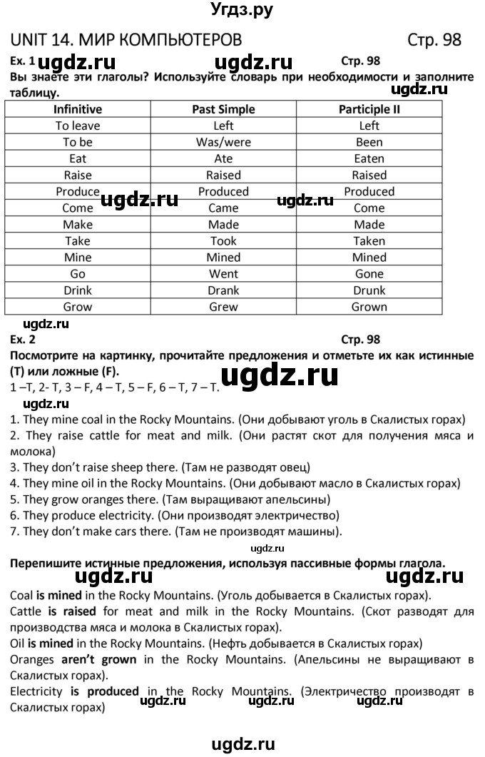 ГДЗ (Решебник) по английскому языку 6 класс (рабочая тетрадь Forward) Вербицкая М.В. / страница номер / 98