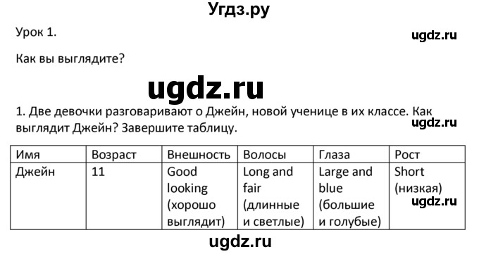 ГДЗ (решебник) по английскому языку 6 класс (рабочая тетрадь ) В.П. Кузовлев / unit 1 / lesson 1 / 1