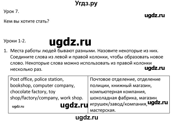 ГДЗ (решебник) по английскому языку 6 класс (рабочая тетрадь ) В.П. Кузовлев / unit 7 / lessons 1-2 / 1