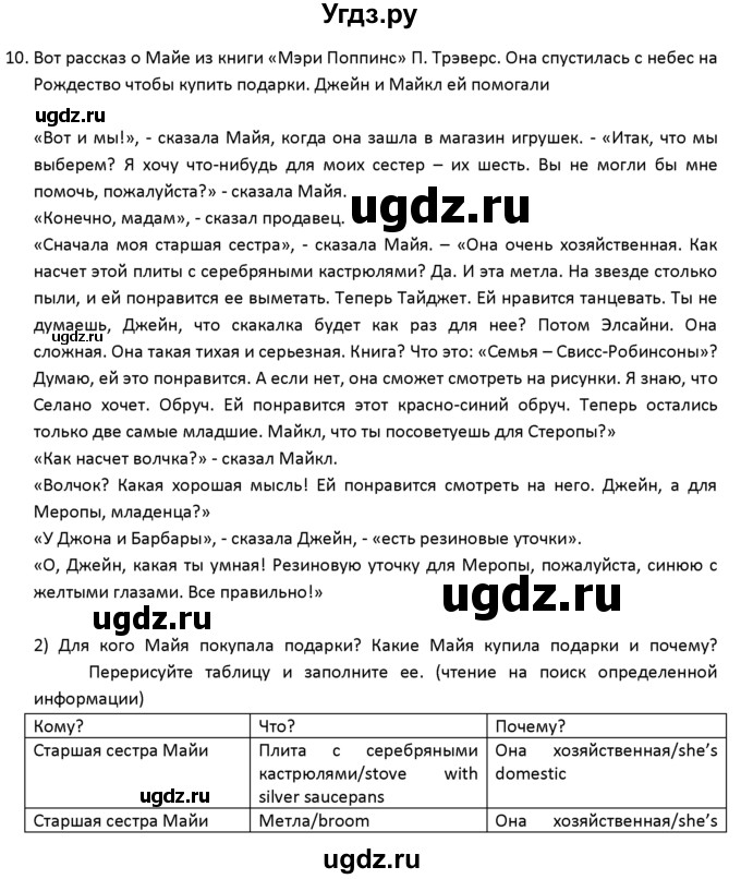 ГДЗ (решебник) по английскому языку 6 класс (книга для чтения) В.П. Кузовлев / unit 4 / 10