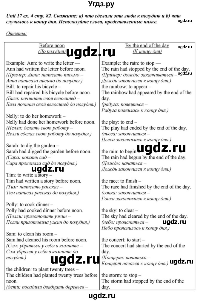 ГДЗ (Решебник) по английскому языку 6 класс О.В. Афанасьева / часть 2. страница / 82(продолжение 3)