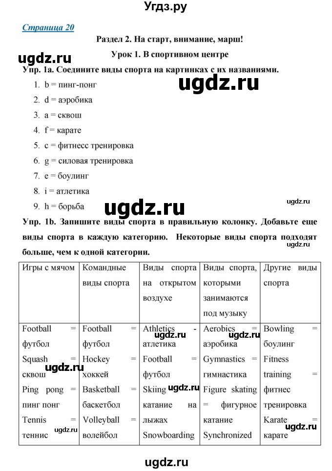 ГДЗ (Решебник) по английскому языку 7 класс (New Millennium student's book, workbook) Н.Н. Деревянко / страница-№ / 20