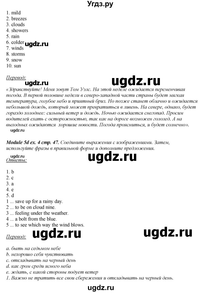 ГДЗ (Решебник) по английскому языку 8 класс (рабочая тетрадь) Ю.Е. Ваулина / страница номер / 47(продолжение 2)