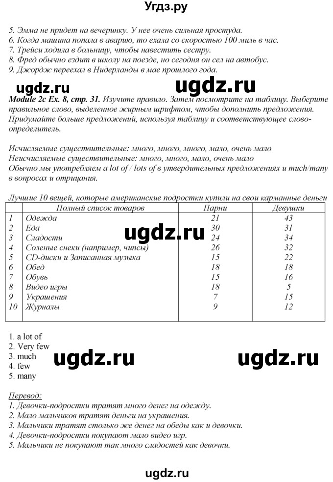 ГДЗ (Решебник к учебнику 2016) по английскому языку 8 класс (spotlight) Ваулина Ю.Е. / страница / 31(продолжение 3)