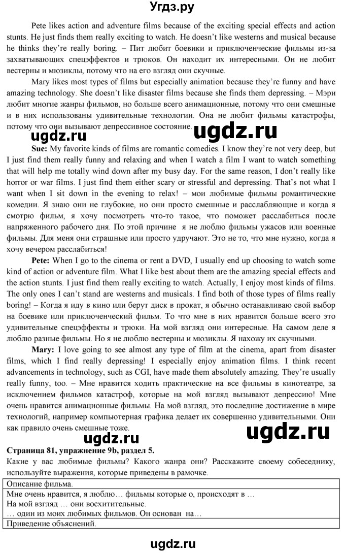 ГДЗ (Решебник к учебнику 2015) по английскому языку 9 класс (spotlight) Ваулина Ю.Е. / страница / 81(продолжение 4)