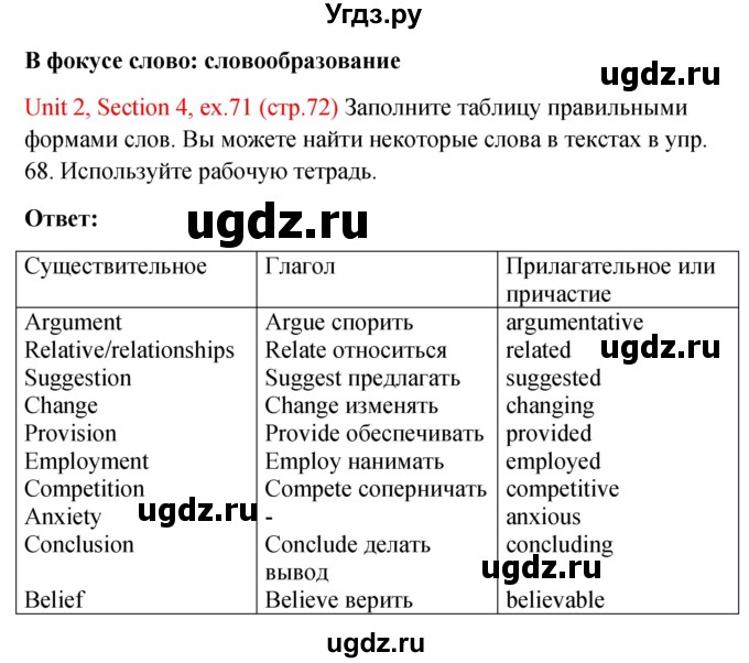 ГДЗ (Решебник №1) по английскому языку 10 класс (Enjoy English) М.З. Биболетова / unit 2 / 71