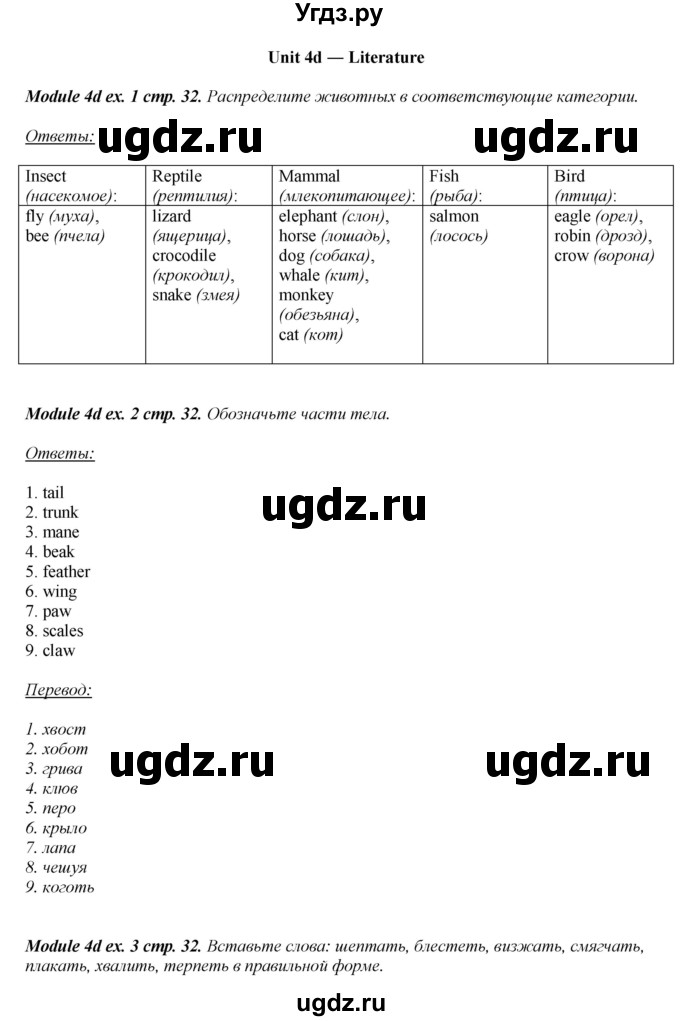 ГДЗ (Решебник) по английскому языку 10 класс (рабочая тетрадь) В. Эванс / страница номер / 32